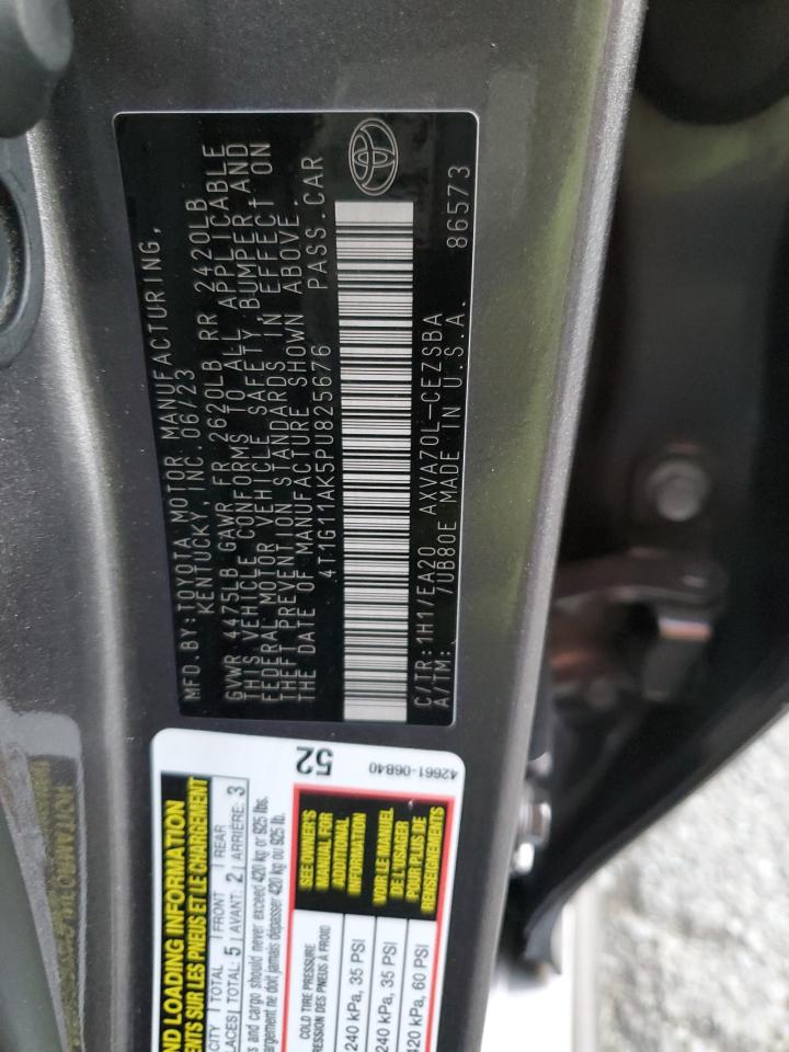 2023 TOYOTA CAMRY SE NIGHT SHADE VIN:4T1G11AK5PU825676