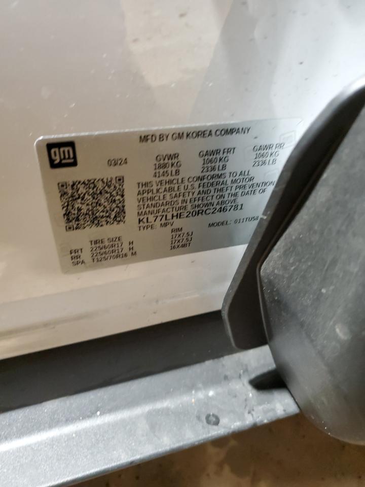 2024 CHEVROLET TRAX 1LT VIN:KL77LHE20RC246781