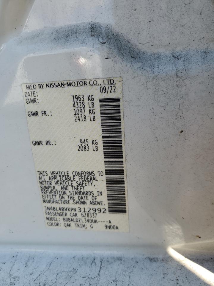 2023 NISSAN ALTIMA S VIN:1N4BL4BVXPN312992