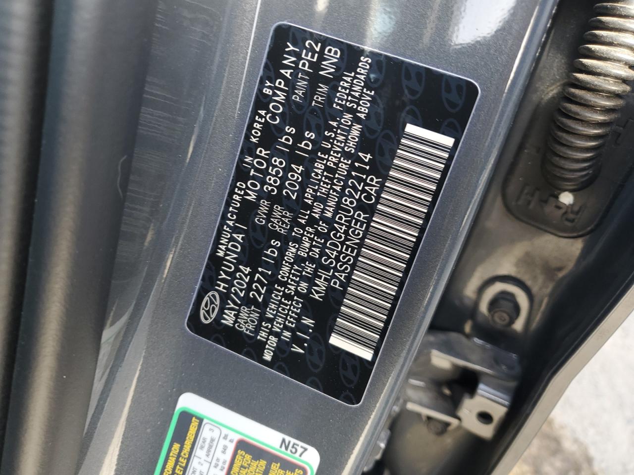 2024 HYUNDAI ELANTRA SEL VIN:KMHLS4DG4RU822114