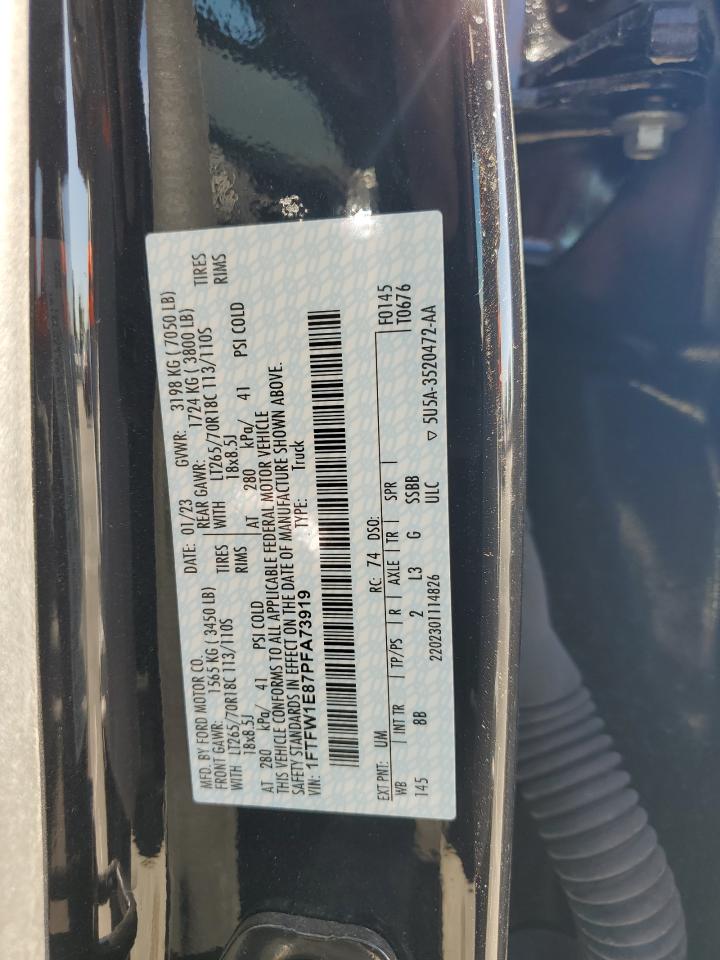 2023 FORD F150 SUPERCREW VIN:1FTFW1E87PFA73919