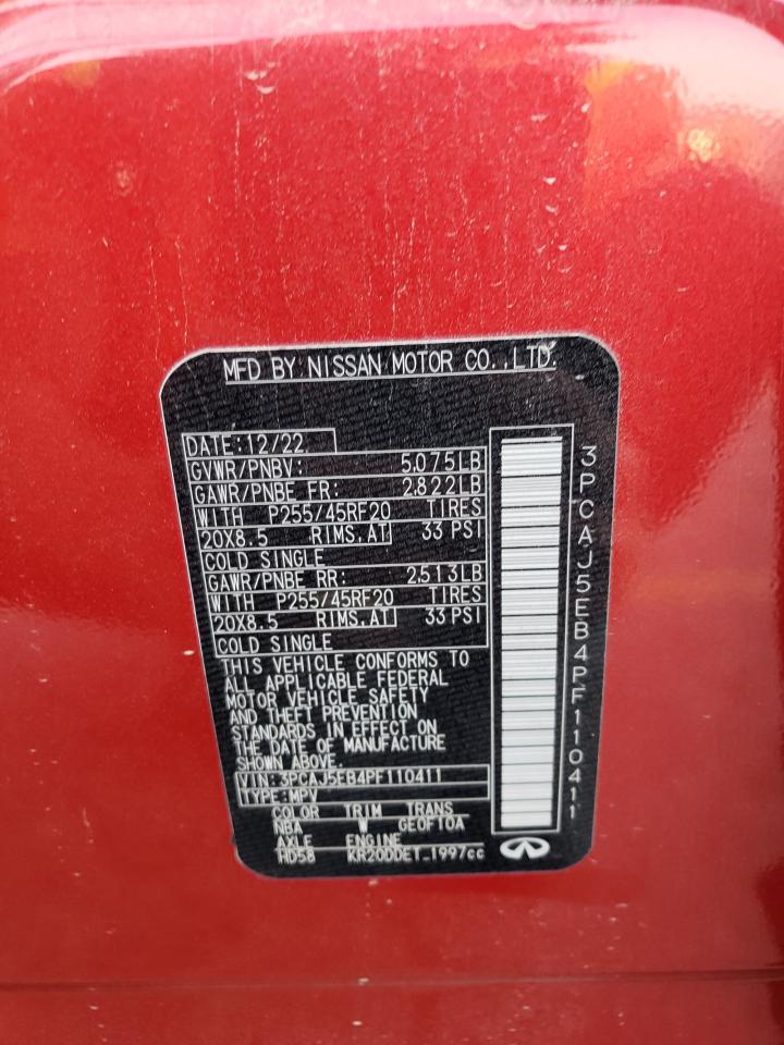 2023 INFINITI QX50 SENSORY VIN:3PCAJ5EB4PF110411