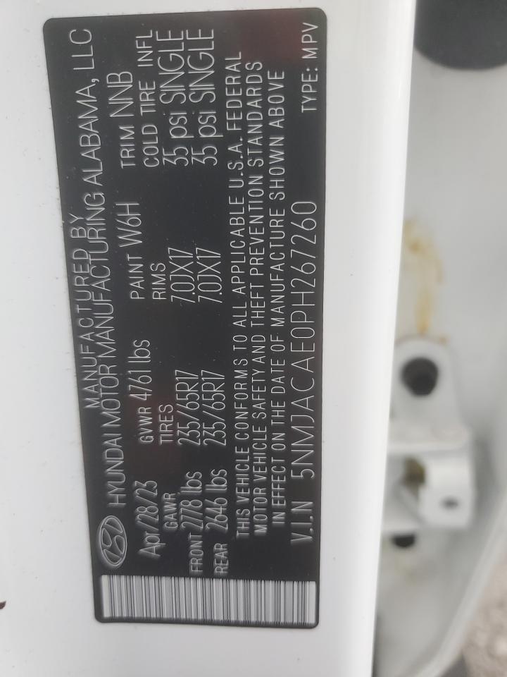 2023 HYUNDAI TUCSON SE VIN:5NMJACAE0PH267260