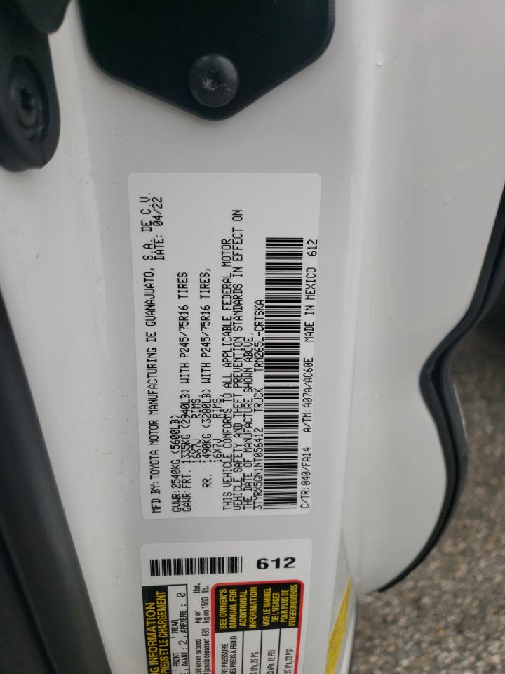 2022 TOYOTA TACOMA ACCESS CAB VIN:3TYRX5GN1NT056412