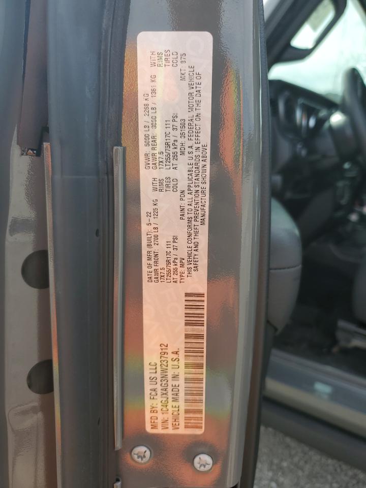 2022 JEEP WRANGLER SPORT VIN:1C4GJXAG3NW237912