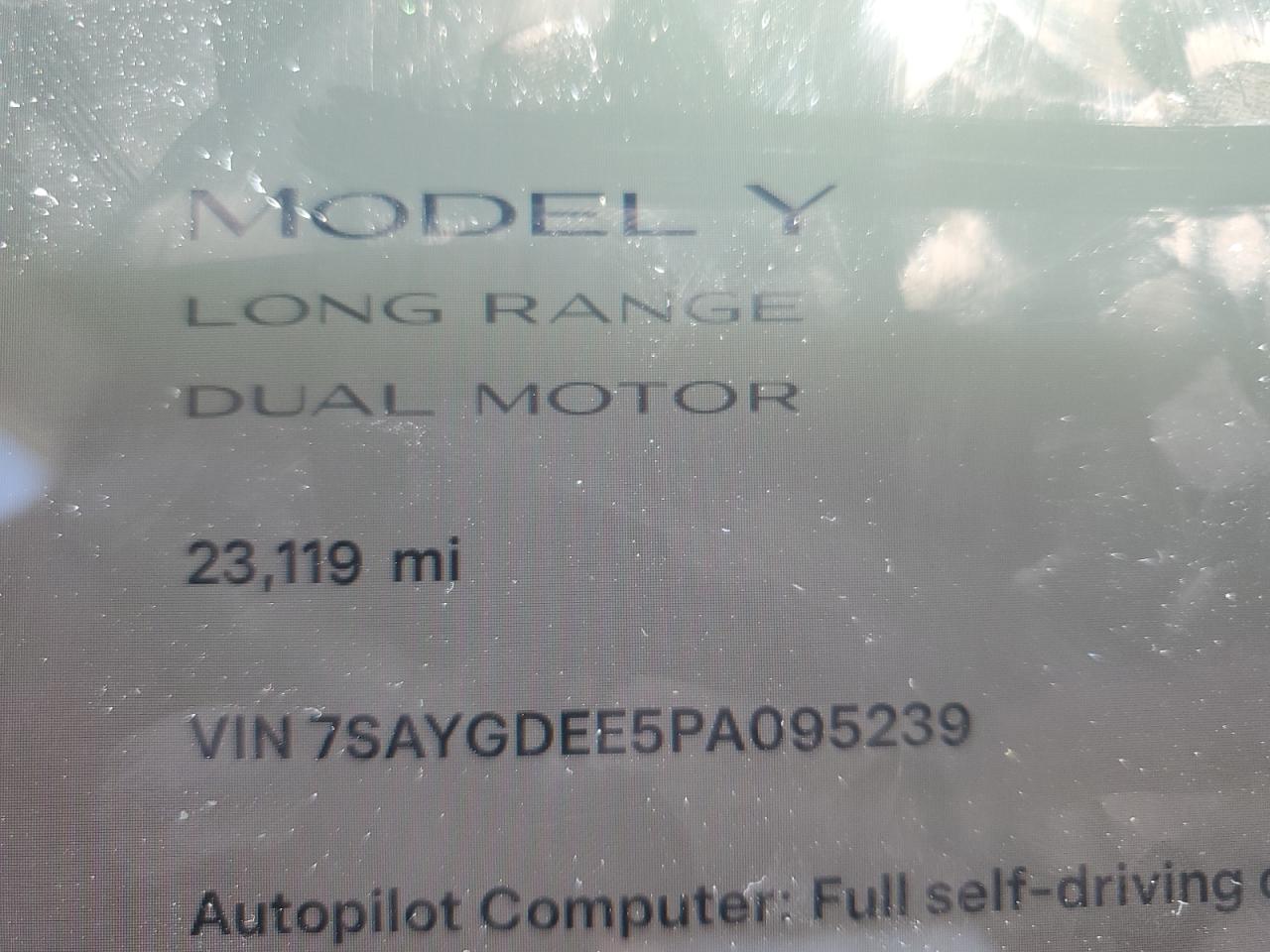 2023 TESLA MODEL Y VIN:7SAYGDEE5PA095239