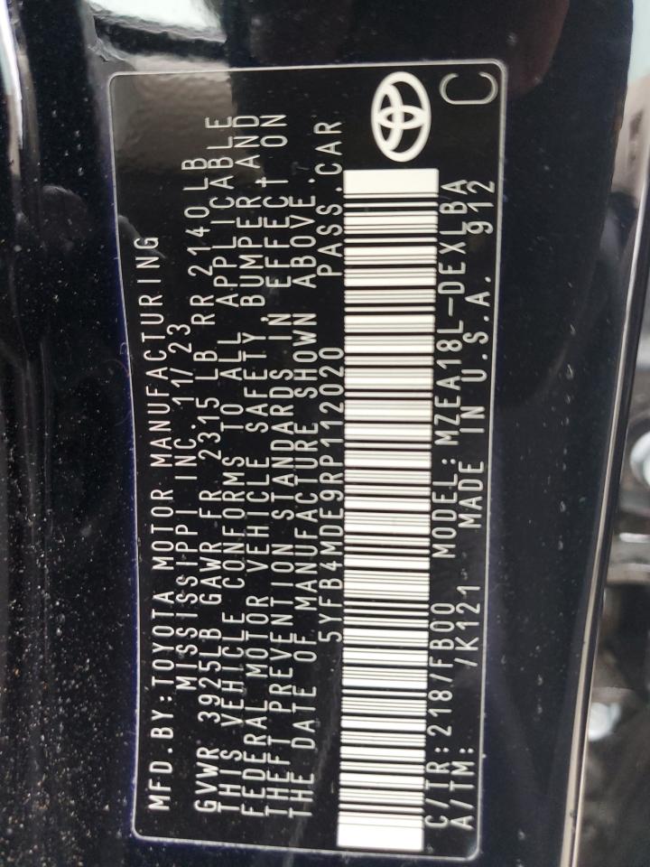 2024 TOYOTA COROLLA LE VIN:5YFB4MDE9RP112020