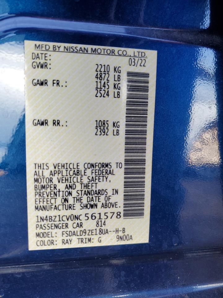 2022 NISSAN LEAF SV PLUS VIN:1N4BZ1CV0NC561578