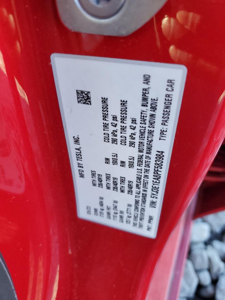 2023 TESLA MODEL 3 VIN:5YJ3E1EA8PF583984