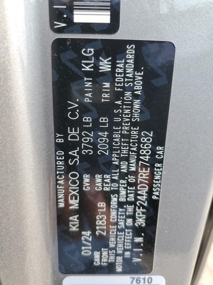 2024 KIA FORTE LX VIN:3KPF24AD7RE748682