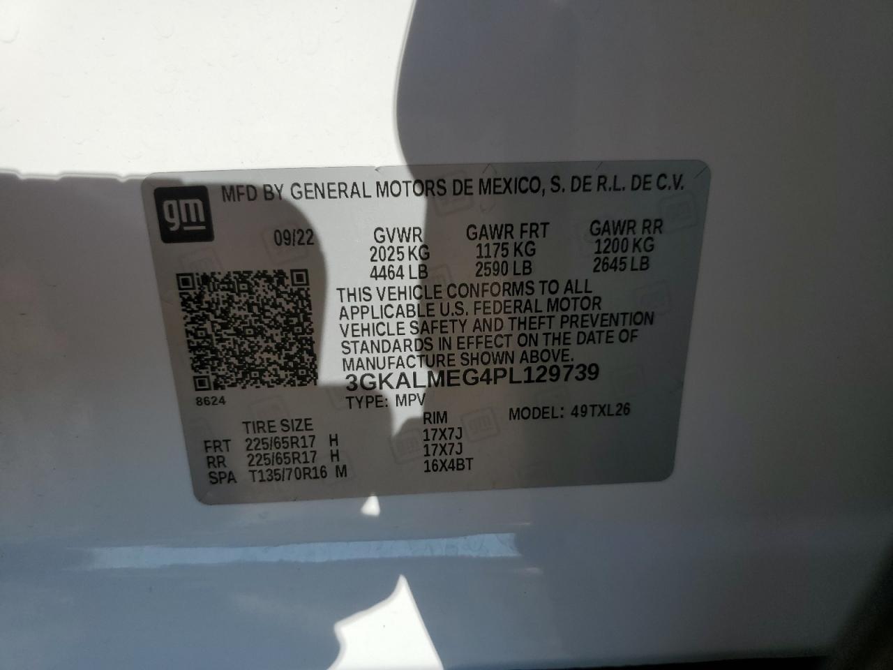 2023 GMC TERRAIN SLE VIN:3GKALMEG4PL129739