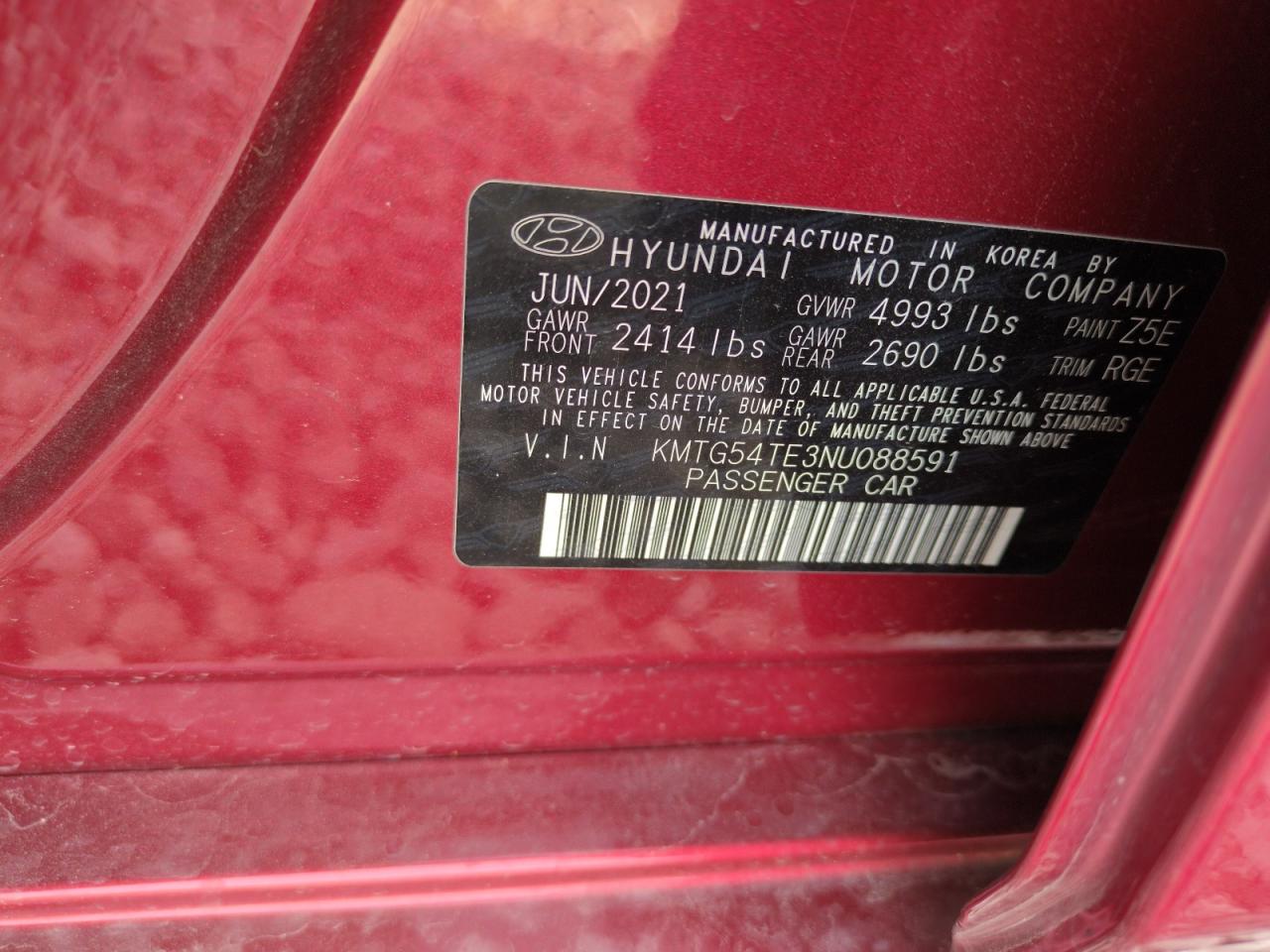 2022 GENESIS G70 BASE VIN:KMTG54TE3NU088591