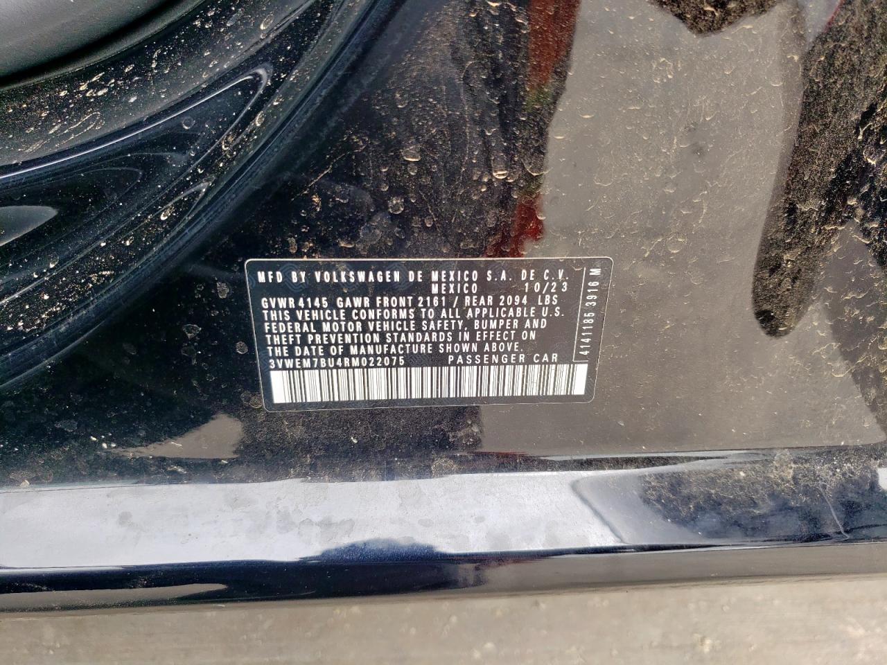 2024 VOLKSWAGEN JETTA SE VIN:3VWEM7BU4RM022075
