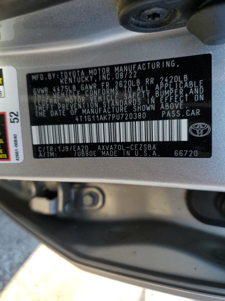 2023 TOYOTA CAMRY SE NIGHT SHADE VIN:4T1G11AK7PU720380