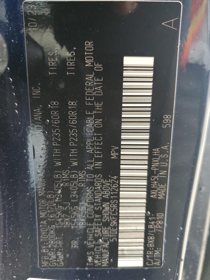 2024 TOYOTA SIENNA LIMITED VIN:5TDESKFC5RS112624