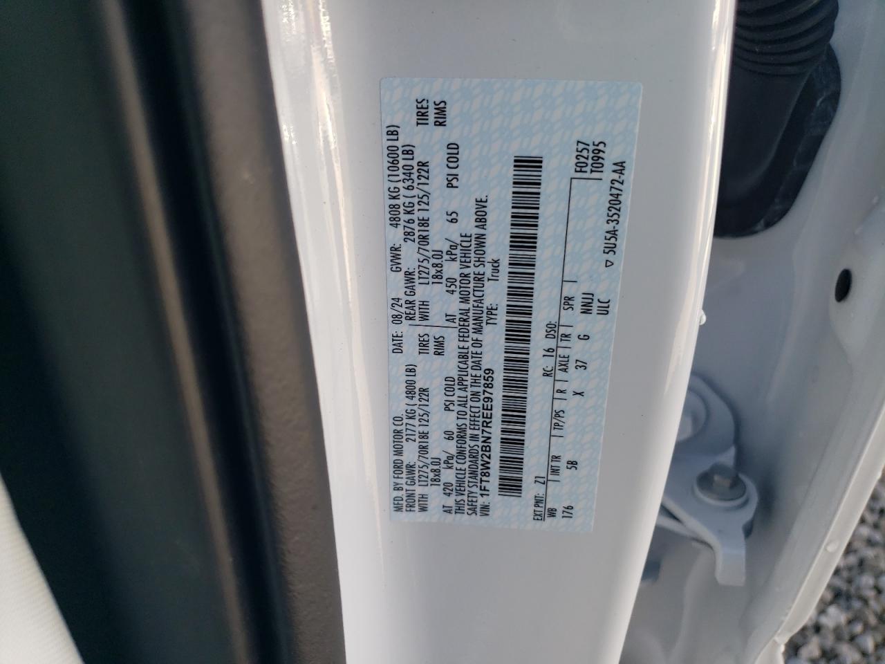 2024 FORD F250 SUPER DUTY VIN:1FT8W2BN7REE97859