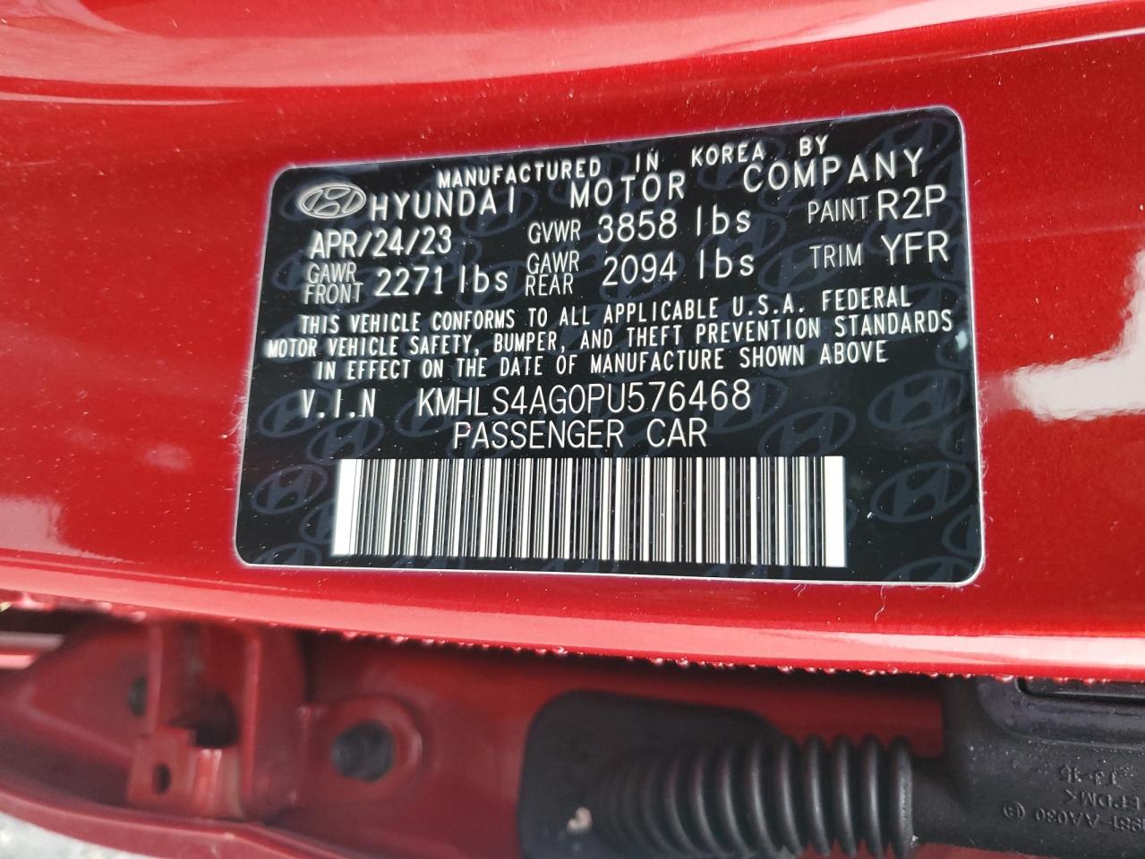 2023 HYUNDAI ELANTRA SEL VIN:KMHLS4AG0PU576468