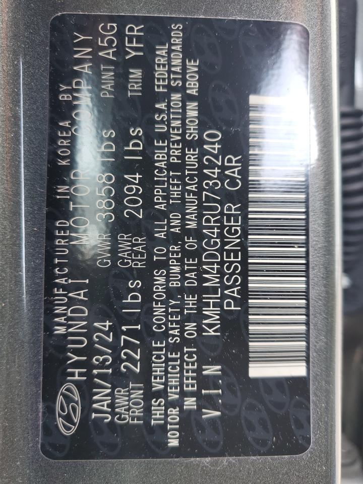 2024 HYUNDAI ELANTRA SEL VIN:KMHLM4DG4RU734240