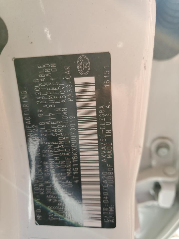 2023 TOYOTA CAMRY SE NIGHT SHADE VIN:4T1G11BKXPU073049