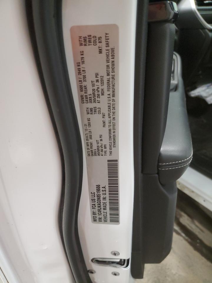 2022 JEEP GRAND CHEROKEE L LAREDO VIN:1C4RJKAG0N8519666