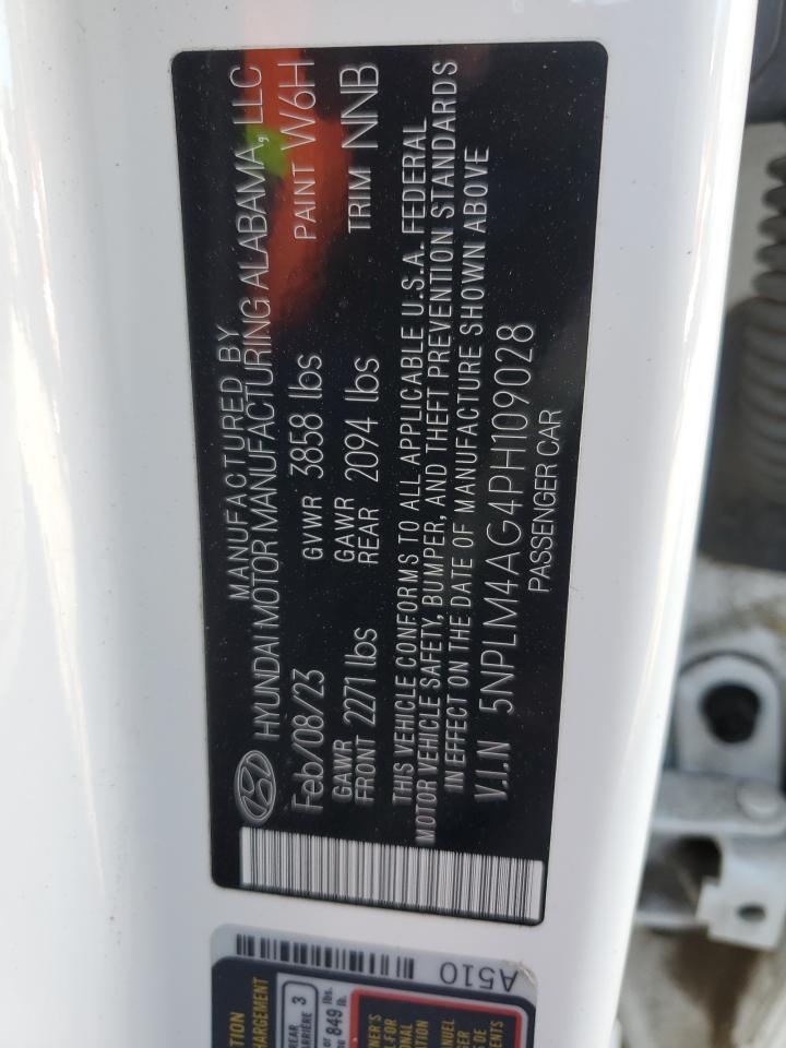 2023 HYUNDAI ELANTRA SEL VIN:5NPLM4AG4PH109028