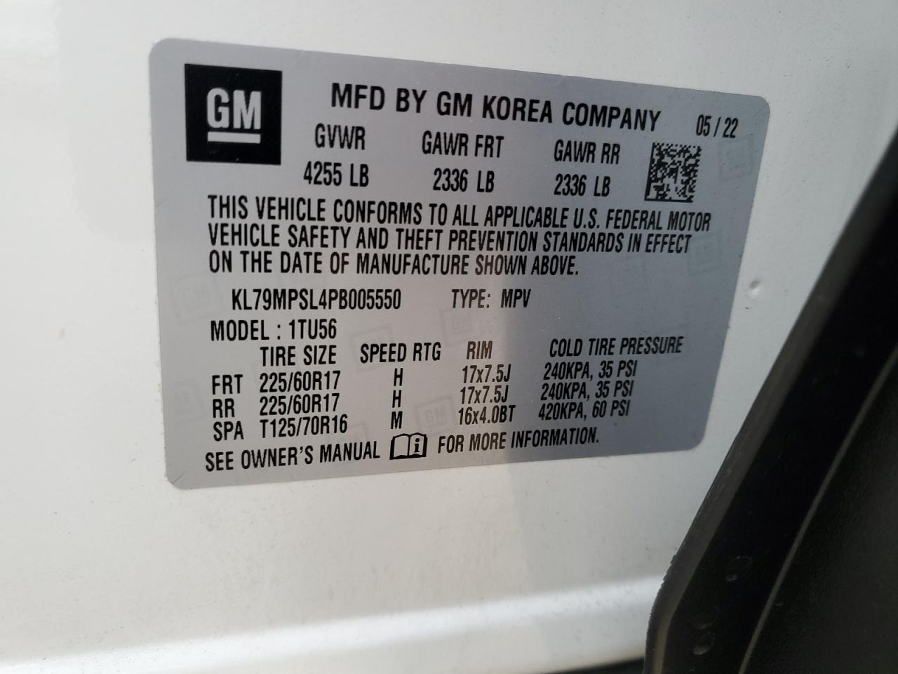 2023 CHEVROLET TRAILBLAZER LT VIN:KL79MPSL4PB005550