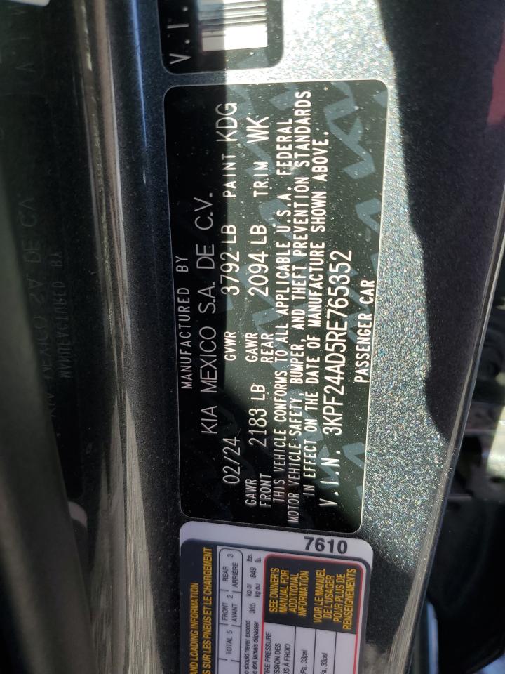 2024 KIA FORTE LX VIN:3KPF24AD5RE765352