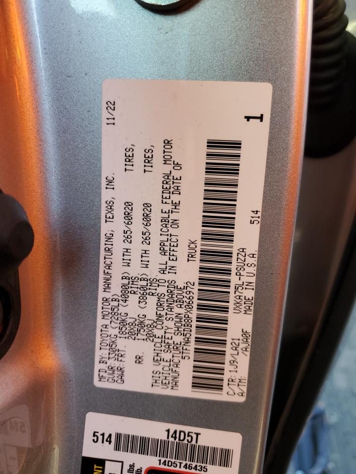 2023 TOYOTA TUNDRA CREWMAX PLATINUM VIN:5TFNA5DB8PX066972