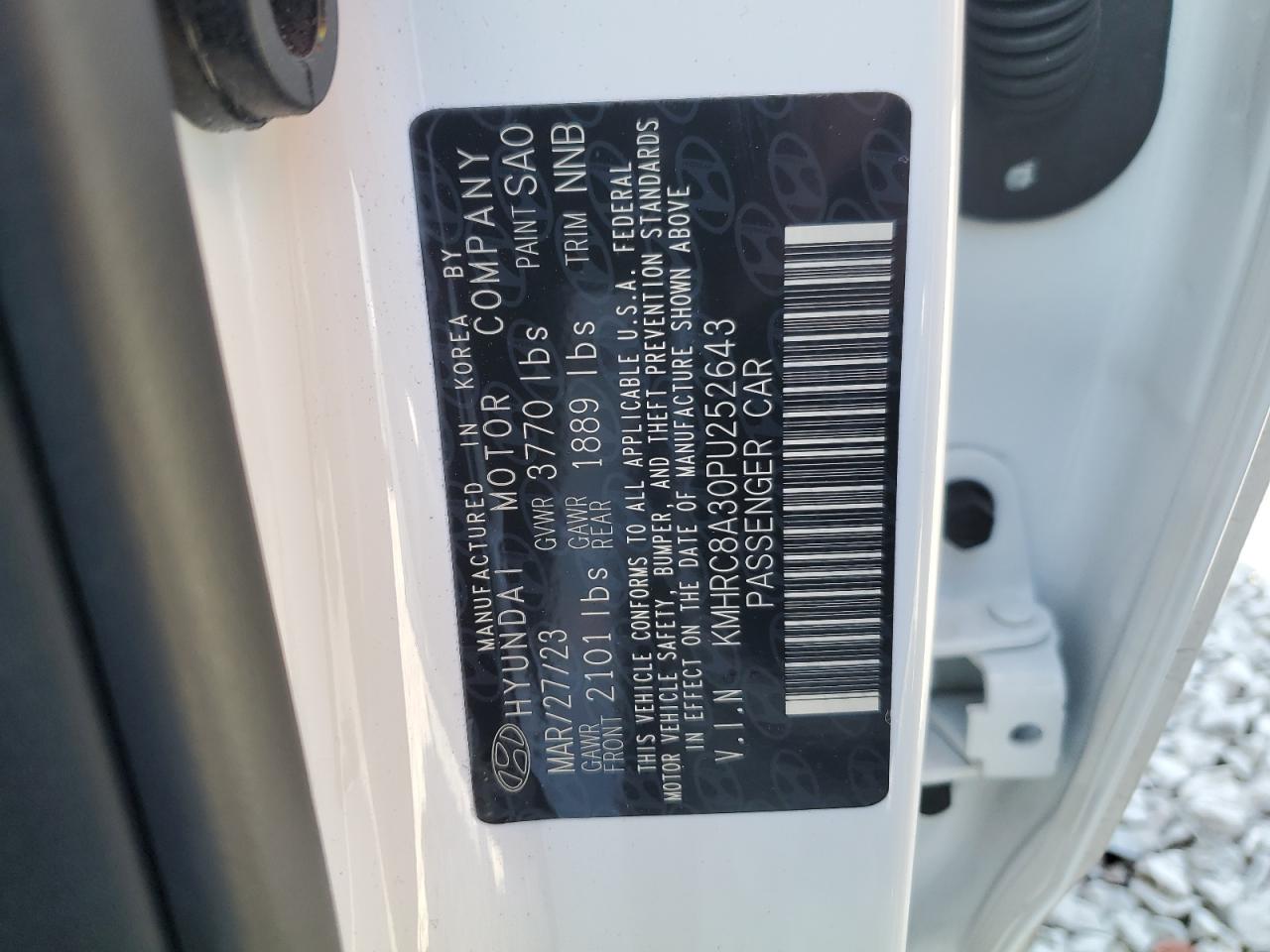 2023 HYUNDAI VENUE SEL VIN:KMHRC8A30PU252643