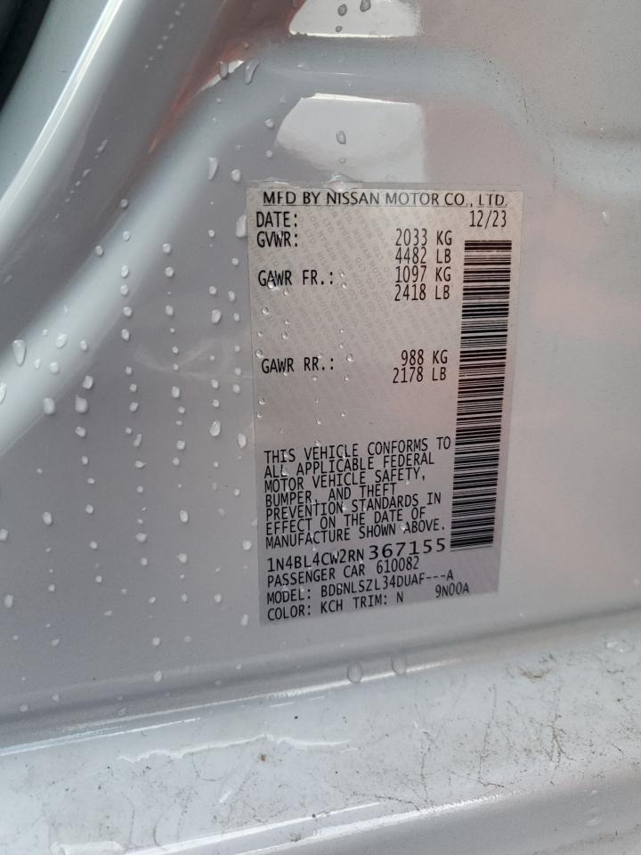 2024 NISSAN ALTIMA SR VIN:1N4BL4CW2RN367155