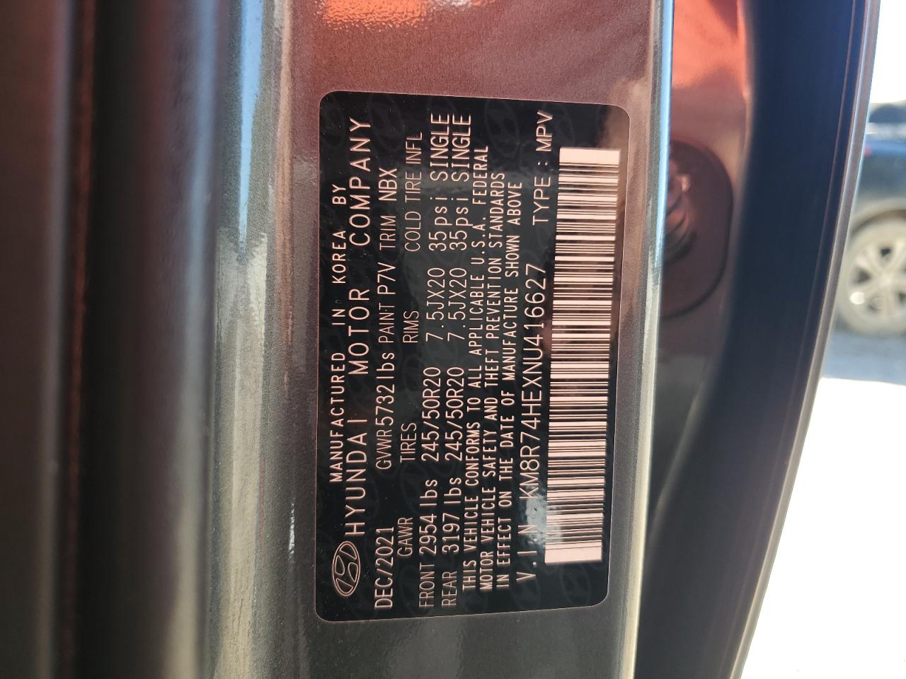 2022 HYUNDAI PALISADE CALLIGRAPHY VIN:KM8R74HEXNU416627