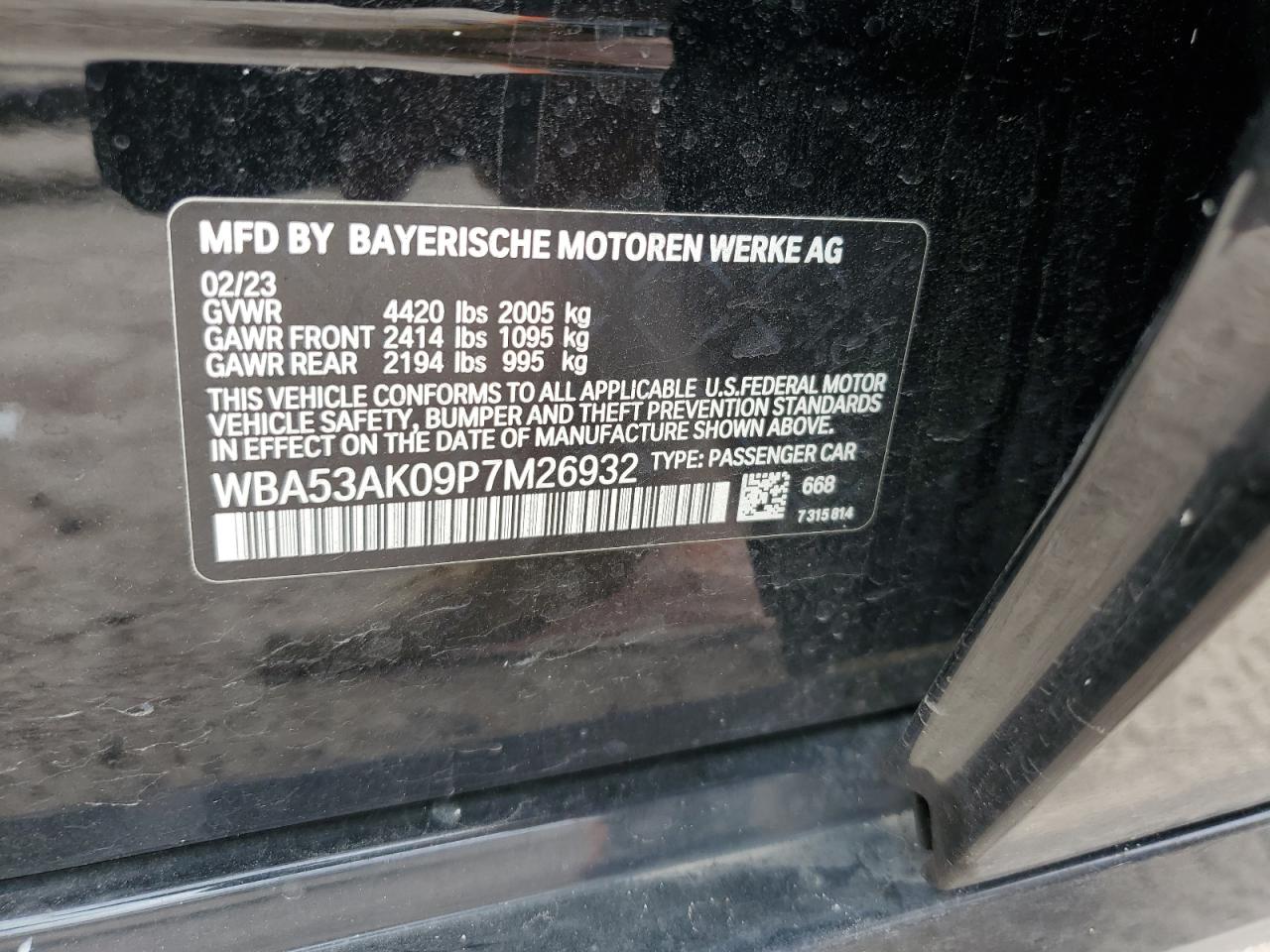 2023 BMW 228I VIN:WBA53AK09P7M26932