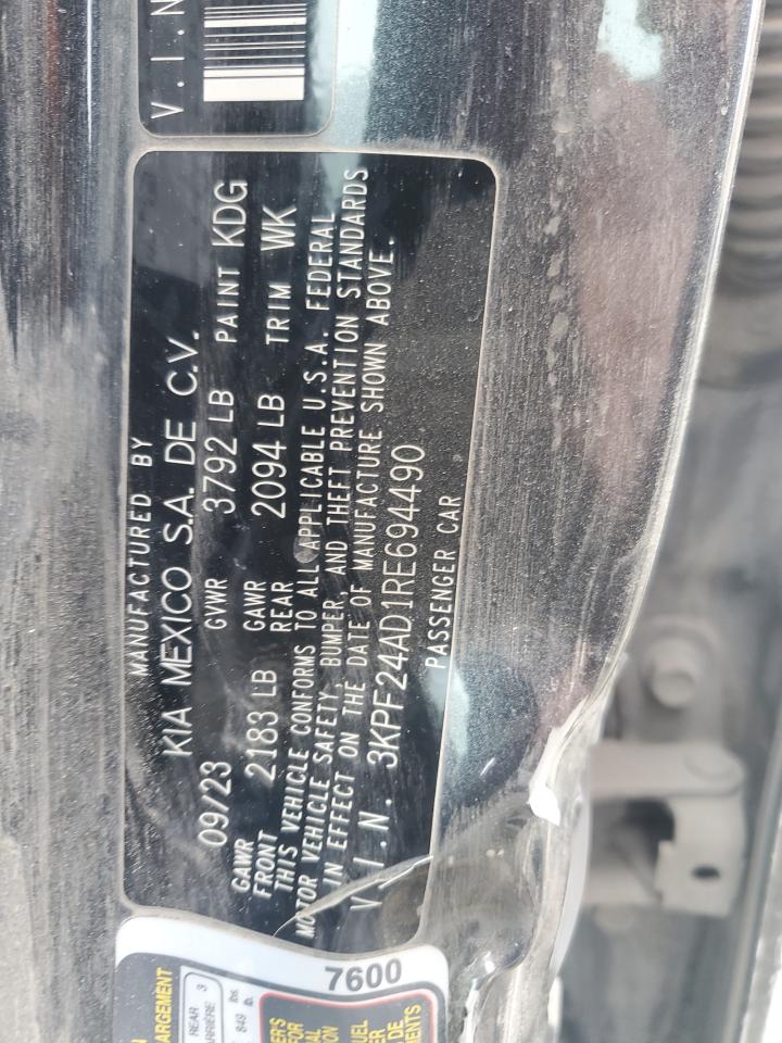 2024 KIA FORTE LX VIN:3KPF24AD1RE694490