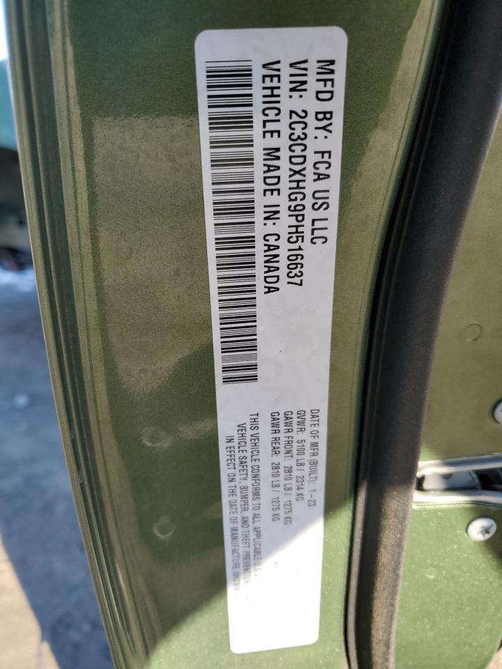 2023 DODGE CHARGER GT VIN:2C3CDXHG9PH516637