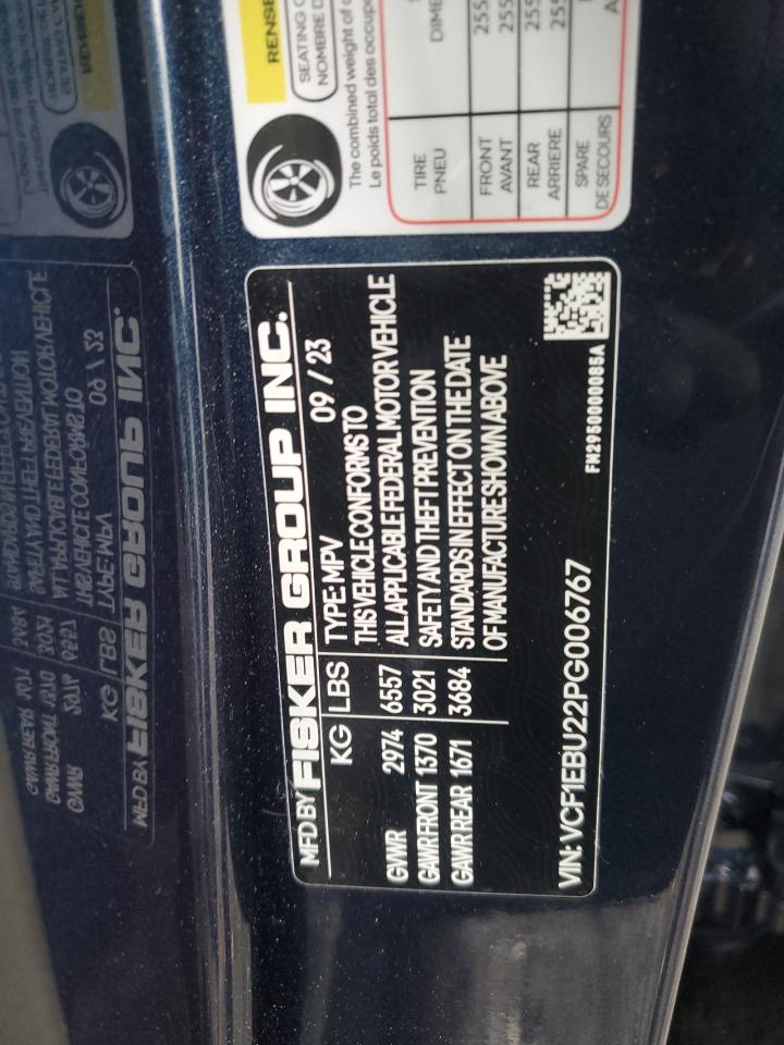 2023 FISKER INC. OCEAN EXTREME VIN:VCF1EBU22PG006767