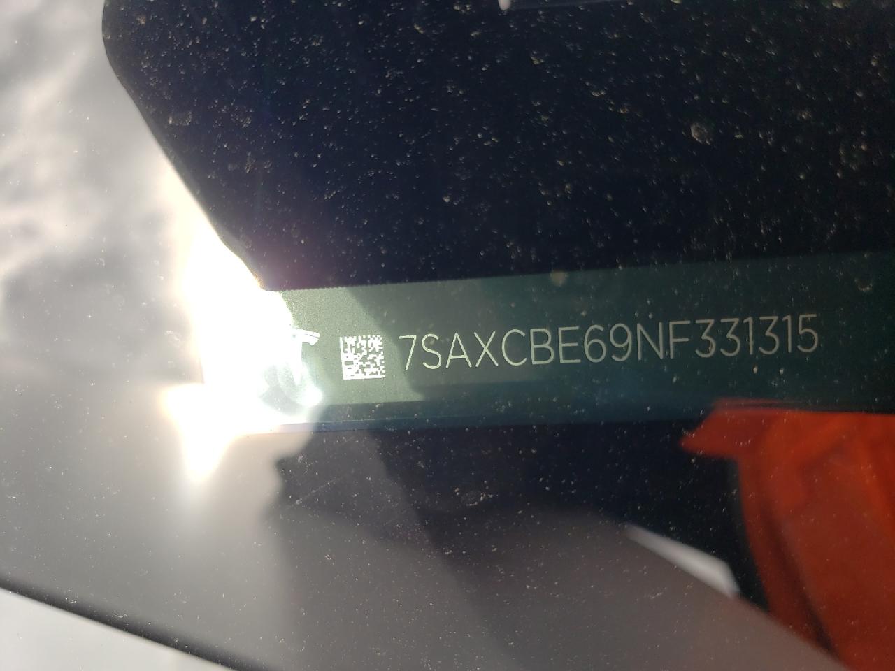 2022 TESLA MODEL X VIN:7SAXCBE69NF331315