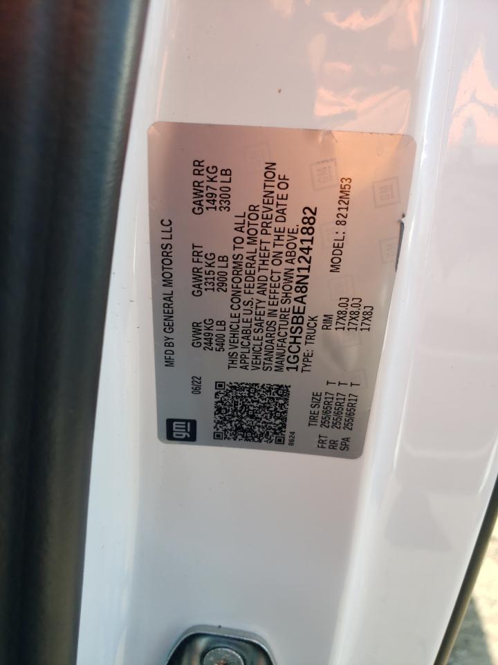 2022 CHEVROLET COLORADO VIN:1GCHSBEA8N1241882