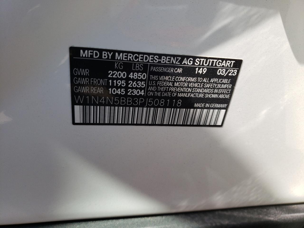 2023 MERCEDES-BENZ GLA 35 AMG VIN:W1N4N5BB3PJ508118