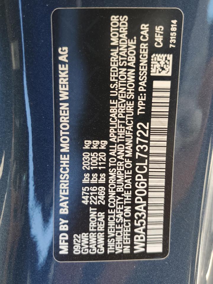 2023 BMW 430I VIN:WBA53AP06PCL73722