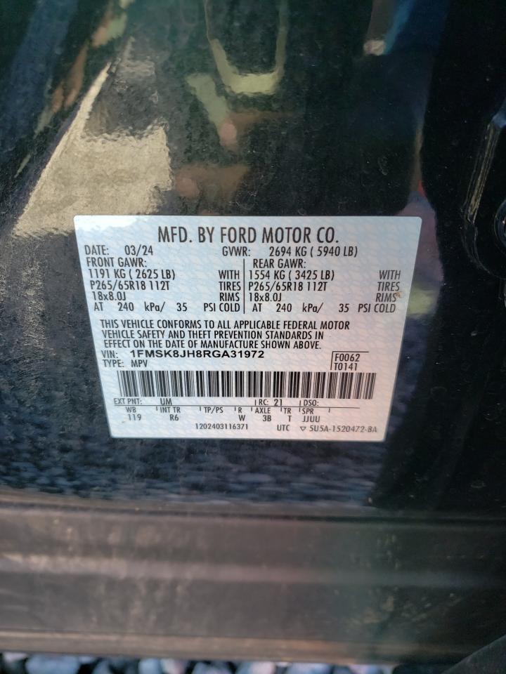 2024 FORD EXPLORER TIMBERLINE VIN:1FMSK8JH8RGA31972
