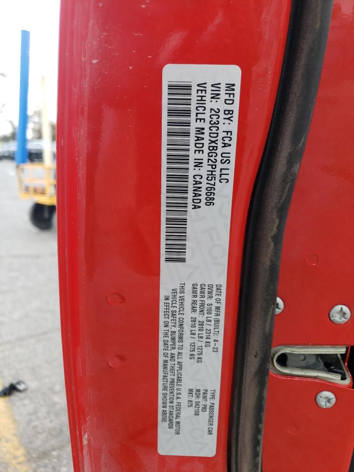 2023 DODGE CHARGER SXT VIN:2C3CDXBG2PH576686