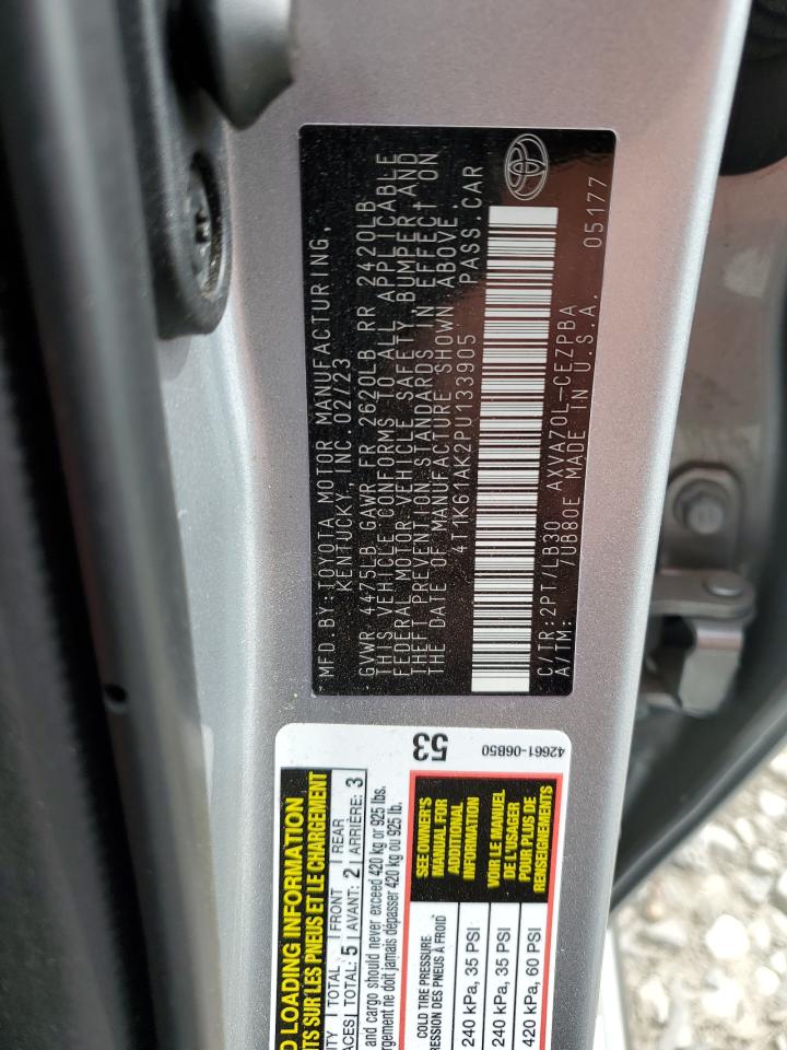 2023 TOYOTA CAMRY XSE VIN:4T1K61AK2PU133905