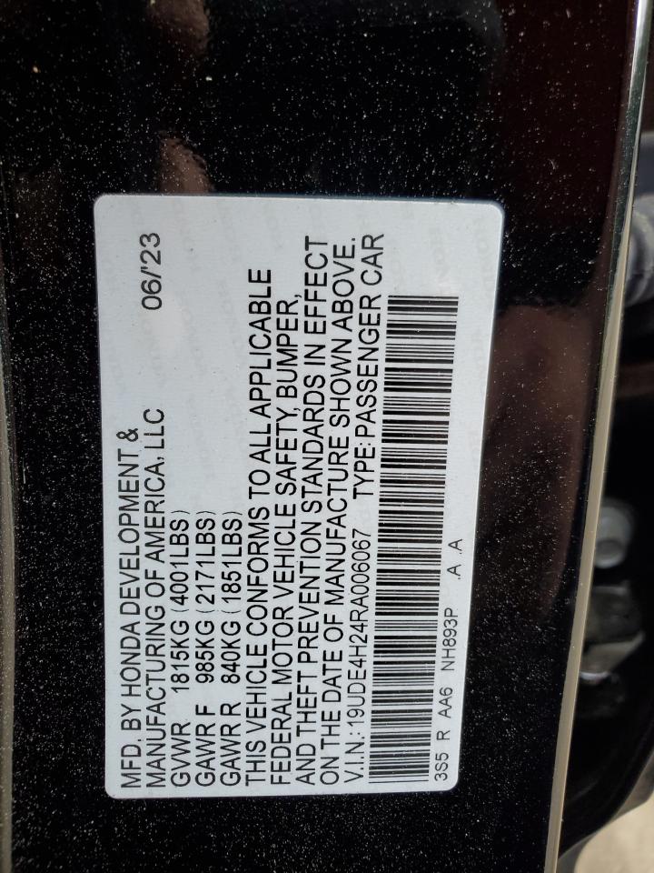 2024 ACURA INTEGRA VIN:19UDE4H24RA006067