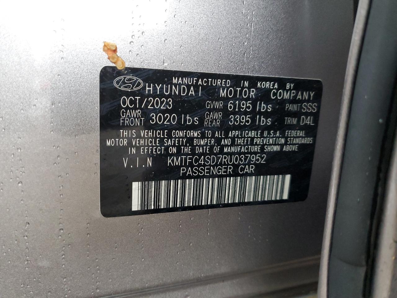 2024 GENESIS G90 VIN:KMTFC4SD7RU037952