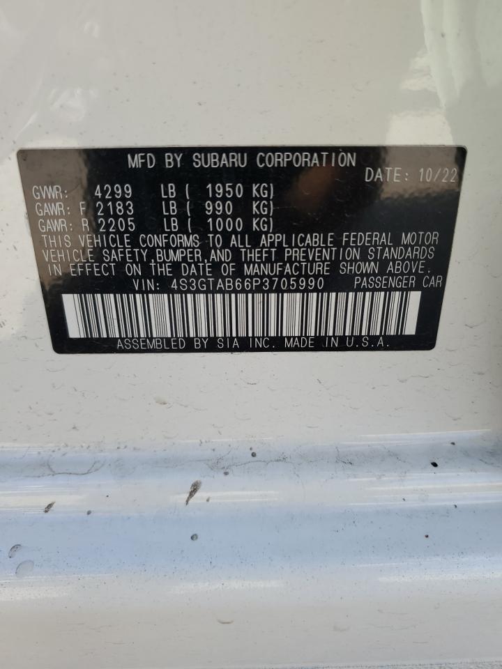 2023 SUBARU IMPREZA VIN:4S3GTAB66P3705990