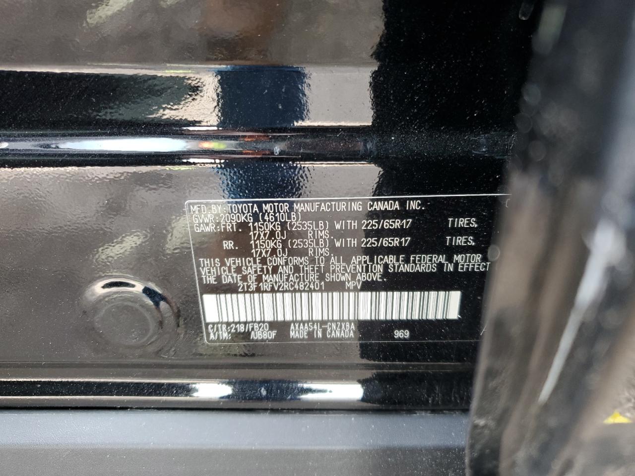 2024 TOYOTA RAV4 LE VIN:2T3F1RFV2RC482401