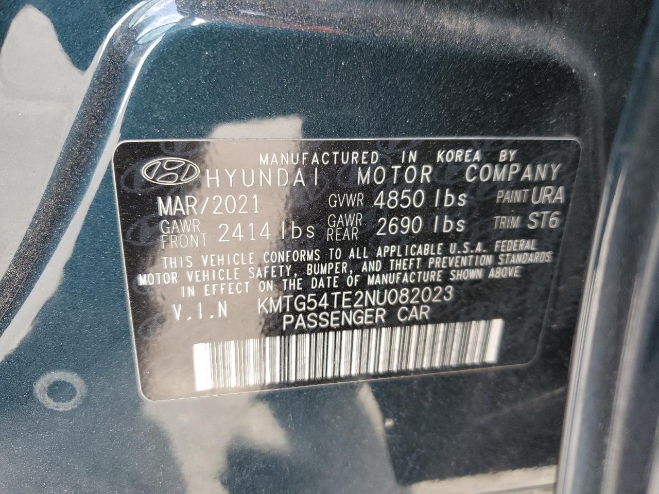 2022 GENESIS G70 BASE VIN:KMTG54TE2NU082023