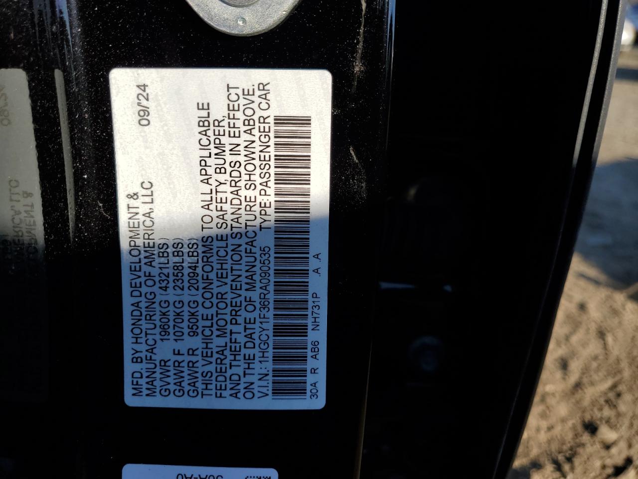 2024 HONDA ACCORD EX VIN:1HGCY1F36RA090535