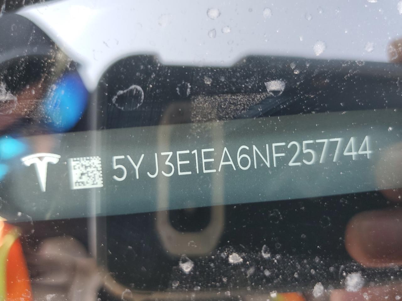2022 TESLA MODEL 3 VIN:5YJ3E1EA6NF257744