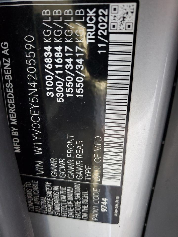 2022 MERCEDES-BENZ METRIS VIN:W1YV0CEY5N4205590